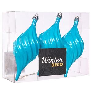 Елочные игрушки Сосульки Melodia di Ghiaccio 13 см голубой, 3 шт, пластик Winter Deco фото 4