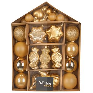 Набор елочных игрушек Tesoro Natale: Золотой 3-12 см, 32 шт, пластик Winter Deco фото 5
