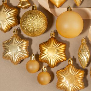 Набор елочных игрушек Tesoro Natale: Золотой 3-12 см, 32 шт, пластик Winter Deco фото 4