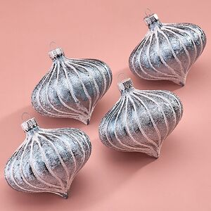 Елочные игрушки Луковки - Kalavino 8 см голубой, 4 шт