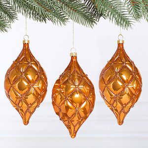 Елочные игрушки Сосульки Sarentino - Янтарный Блик 15 см, 3 шт, пластик