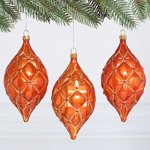 Елочные игрушки Сосульки Sarentino - Мандариновый Рай 15 см, 3 шт, пластик