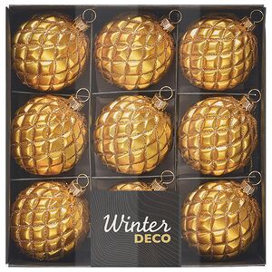 Елочные шары Matelasse 6 см, 9 шт, пластик Winter Deco фото 3