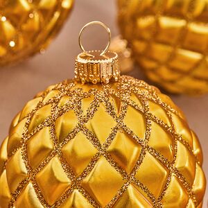 Елочные шары Matelasse 6 см, 9 шт, пластик Winter Deco фото 4