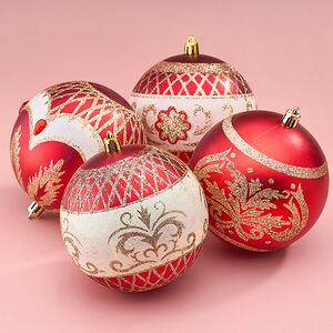 Елочные шары Stangella - Gais 10 см, 4 шт, пластик Winter Deco фото 1