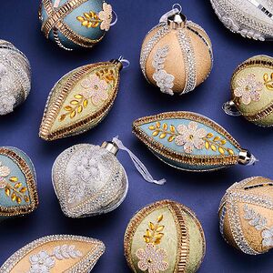 Елочные шары Ricchezza Di Fiori 8-12 см, 12 шт, стекло