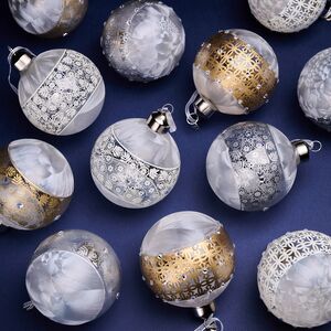 Елочные шары Griglia Solare 8 см, 12 шт, стекло, стекло