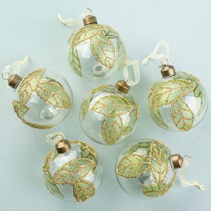 Елочные шары Fogliame Primaverile 8 см, 6 шт, стекло