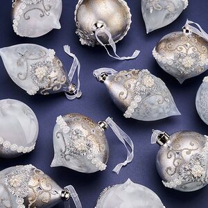 Елочные шары Cuori Di Perle 8-12 см, 12 шт, стекло