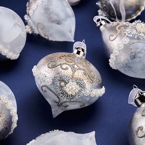 Елочные шары Cuori Di Perle 8-12 см, 10 шт, подарочная коробка, стекло, уцененные Winter Deco фото 2