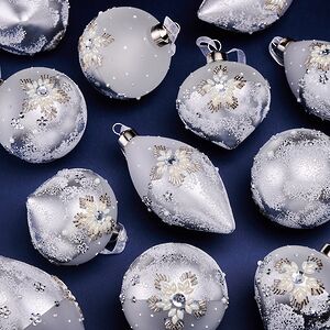 Елочные шары Neve Argentea 8-12 см, 12 шт, стекло