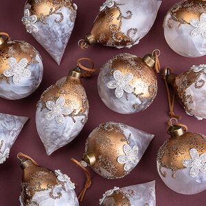 Елочные шары Fiori Di Perle 8-12 см золотой, 12 шт, стекло