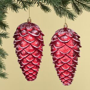 Елочная игрушка Шишка Crispina 18 см красная, 2 шт, пластик