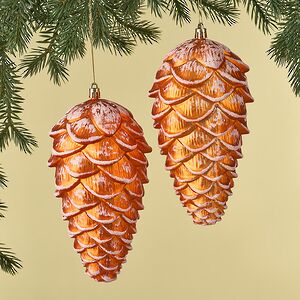 Елочная игрушка Шишка Crispina 18 см оранжевая, 2 шт, пластик