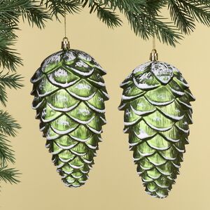 Елочная игрушка Шишка Crispina 18 см зеленая, 2 шт, пластик