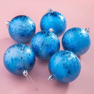 Елочные шары Craquelure 8 см синие, 6 шт, пластик Winter Deco фото 1