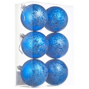 Елочные шары Craquelure 8 см синие, 6 шт, пластик Winter Deco фото 3