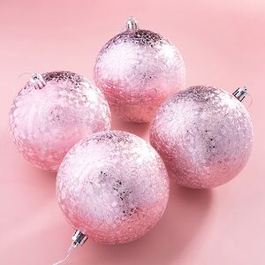 Елочные шары Craquelure 10 см розовые, 4 шт, пластик
