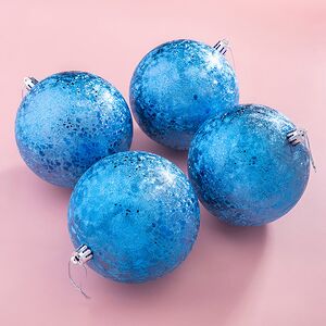 Елочные шары Craquelure 10 см синие, 4 шт, пластик Winter Deco фото 1