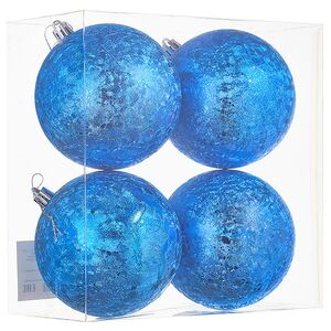 Елочные шары Craquelure 10 см синие, 4 шт, пластик Winter Deco фото 3