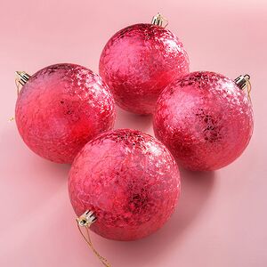 Елочные шары Craquelure 10 см красные, 4 шт, пластик