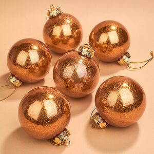 Елочные ПЭТ шары Albertine - Shiny Orange 8 см, 6 шт, пластик