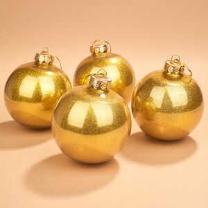 Елочные ПЭТ шары Albertine - Amber Daner 10 см, 4 шт, пластик