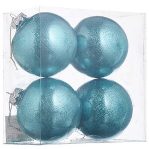 Елочные ПЭТ шары Albertine - Azure Deal 10 см, 4 шт, пластик Winter Deco фото 3