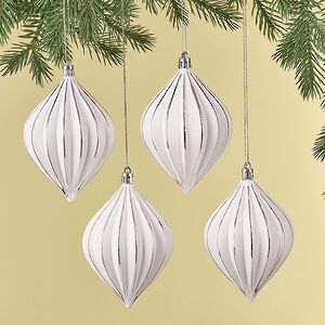 Елочные игрушки Glacerae 12 см серебряный, 4 шт, пластик