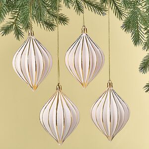 Елочные игрушки Glacerae 12 см золотой, 4 шт, пластик