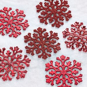 Елочная игрушка Снежинка Flanessa 11 см красная, 6 шт