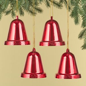 Елочная игрушка Колокольчик Xmas Peal 10 см красный, 4 шт, пластик