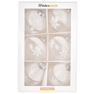 Елочные ПЭТ шары Eterna: Dance of Snow Charms 8 см, 6 шт Winter Deco фото 6