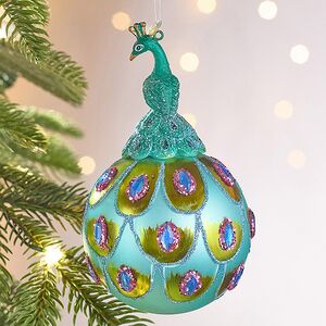 Елочная игрушка Павлин Арриго - Baziano 14 см, стекло