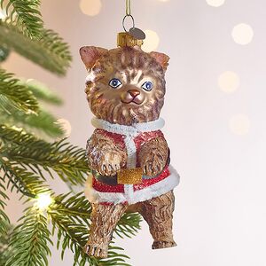 Елочная игрушка Кот Гаспар в жилетке 12 см, стекло