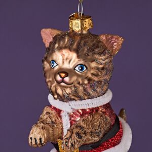 Елочная игрушка Кот Гаспар в жилетке 12 см в подарочной коробке, стекло Winter Deco фото 8