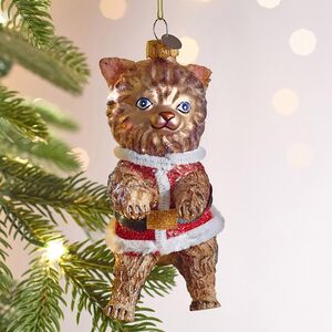 Елочная игрушка Кот Гаспар в жилетке 12 см в подарочной коробке, стекло