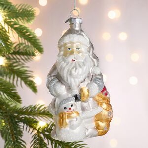Елочная игрушка Дед Мороз и Снеговик - Frosty Fantasy 13 см в подарочной коробке, стекло