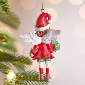 Елочная игрушка Ангел Одри в красной шубке 10 см Winter Deco фото 3