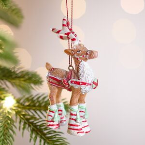 Елочная игрушка Олень Луис с полосатыми рогами 10 см Winter Deco фото 1