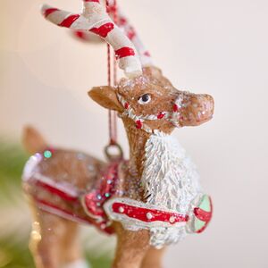 Елочная игрушка Олень Луис с полосатыми рогами 10 см Winter Deco фото 2