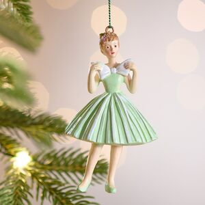 Елочная игрушка Девушка Розелла в зеленом платье 10 см Winter Deco фото 1