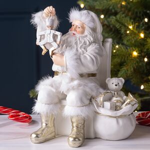 Фигурка Санта Клаус со щелкунчиком в белом кафтане - Merry Christmas 19 см Winter Deco фото 1