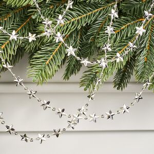 Бусы на елку Звезды Celestial Gleam 270 см серебряные, пластиковые 