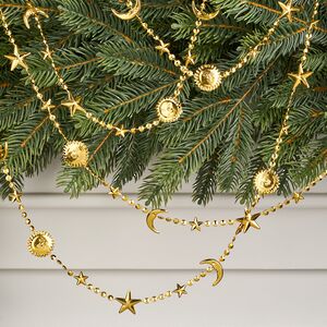 Бусы на елку Vintage - Sun and Moon 270 см золотые, пластиковые 