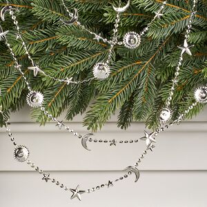Бусы на елку Vintage - Sun and Moon 270 см серебряные, пластиковые 