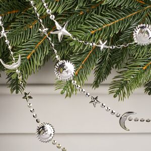 Бусы на елку Vintage - Sun and Moon 270 см серебряные, пластиковые  Winter Deco фото 2