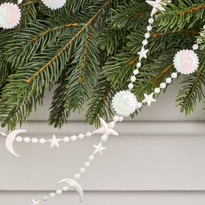 Бусы на елку Vintage - Sun and Moon 270 см белые, пластиковые  Winter Deco фото 3