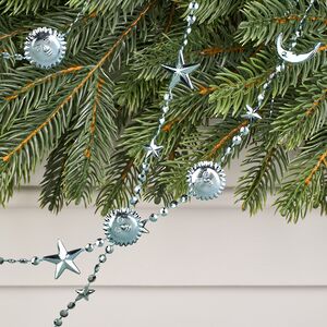 Бусы на елку Vintage - Sun and Moon 270 см голубые, пластиковые  Winter Deco фото 3