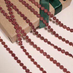 Бусы на елку Vintage Lace - Burgundy 270 см, пластиковые